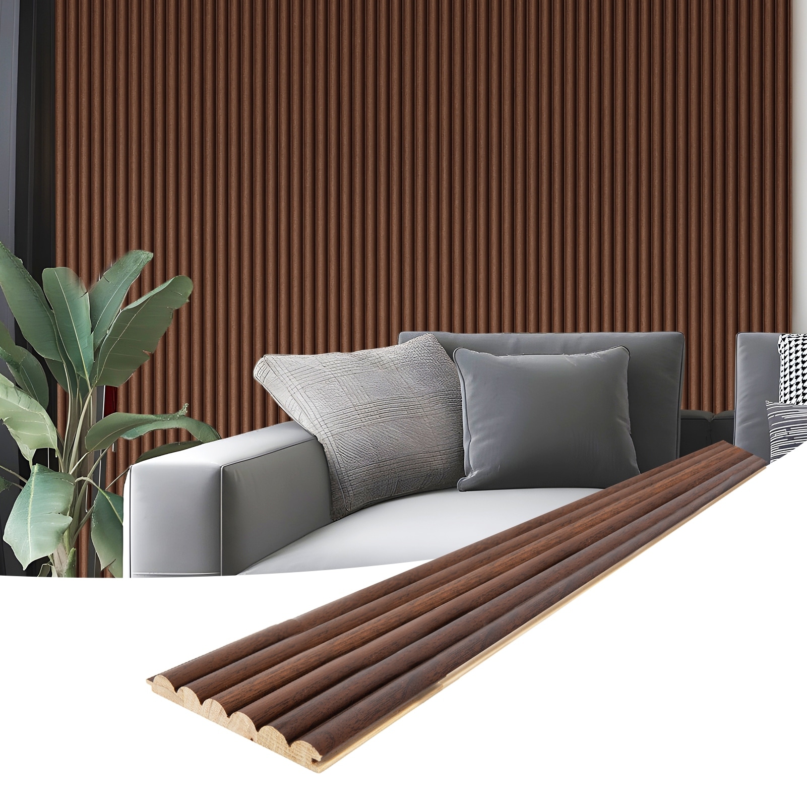 Art3d Wood Grain 3D Slat Wall Paneling,103.94"x5.71",4 Panels - 103.94"x5.71"