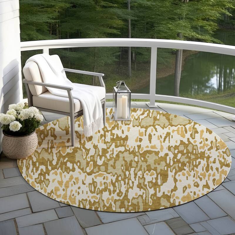 Machine Washable Indoor/ Outdoor Modern Watercolor Chantille Rug