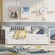 preview thumbnail 1 of 7, Full size Daybed Wood Slat Support with Two Drawers and Rails in Three Sides White