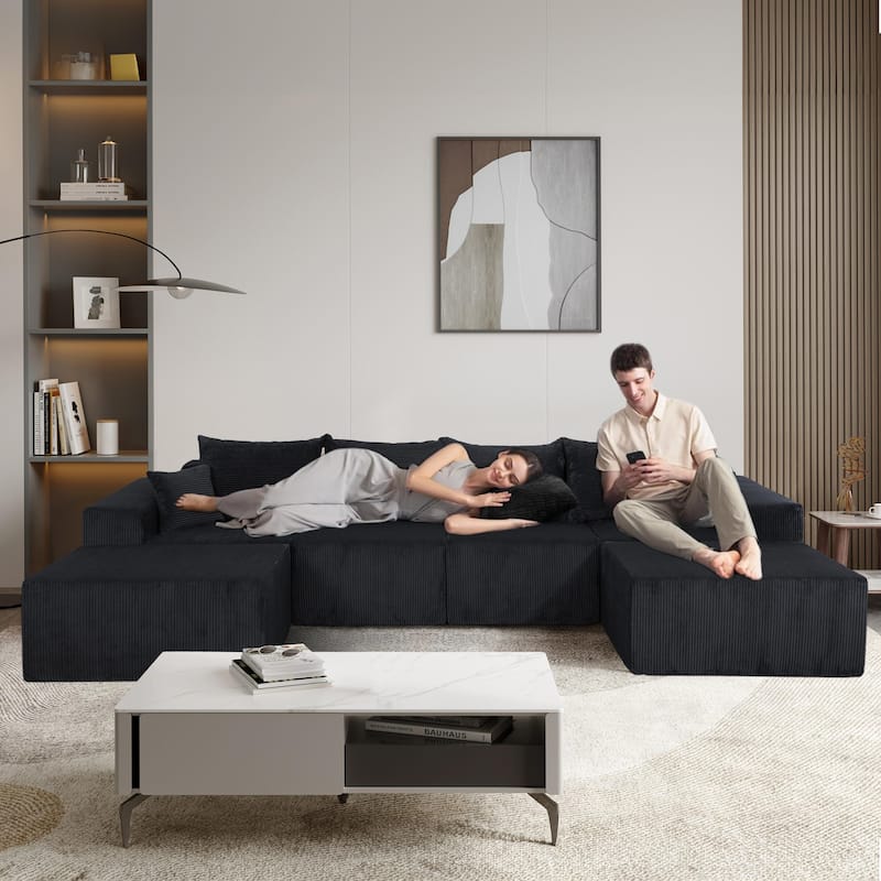 GDFStudio - 6-Piece Modular U-Shaped Sectional Sofa with Chaise Lounge