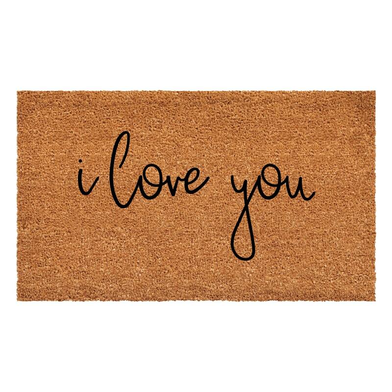 HomeRoots 24" X 48" Brown Red And Black Love You Outdoor Coir Door Mat - 24.00' X '48.00