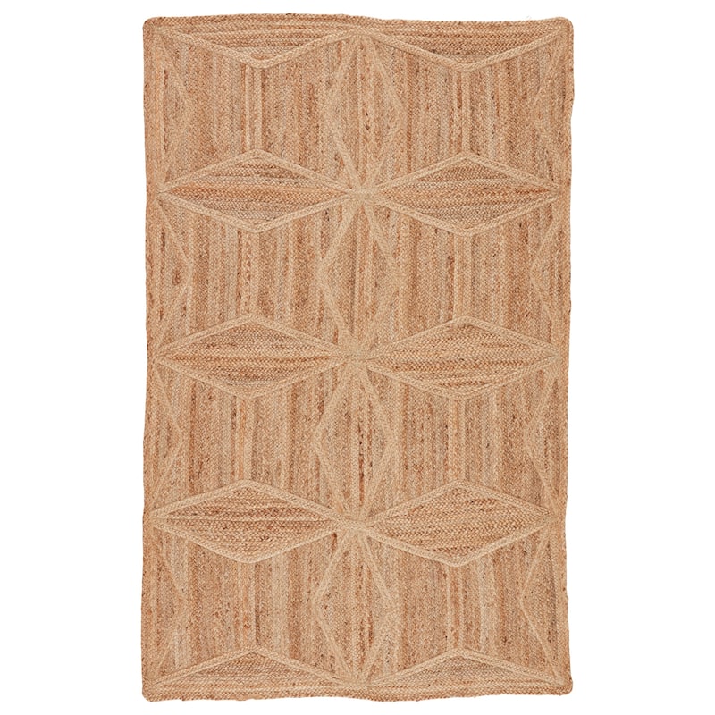 Bancroft Beige Natural Jute Geometric Area Rug - 5' x 8' - Beige - Runner/Rectangle