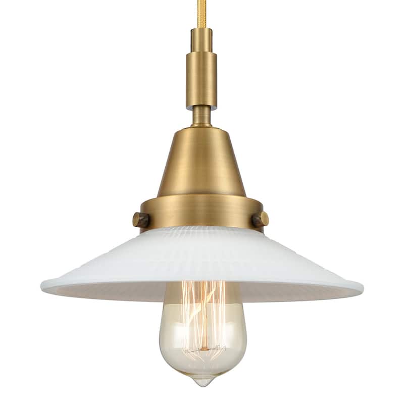 Innovations Lighting 447-1P-G1 Halophane 9" Wide Mini Pendant with - Brushed Brass
