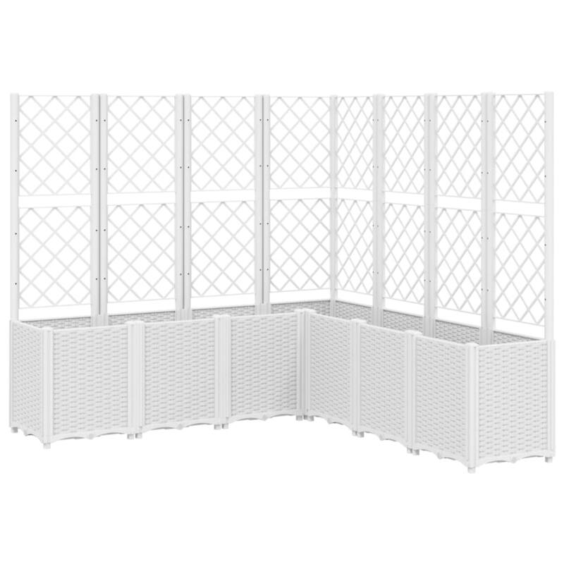 vidaXL Garden Planter with Trellis Plant Pot Vegetable Flower Box Outdoor PP - 63.0 x 63.0 x 55.1 in