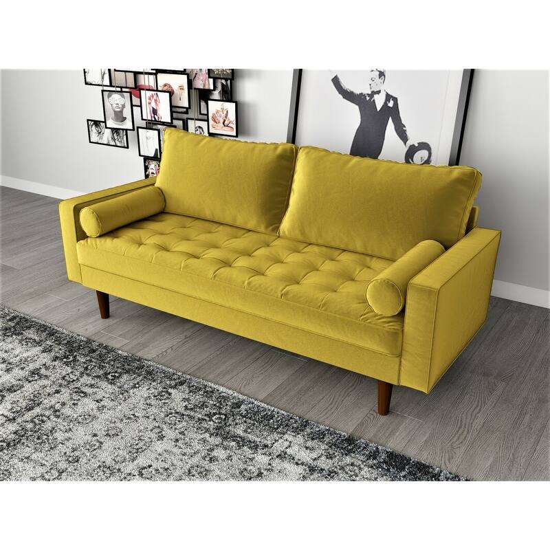 Mac Velvet Mid-century Style Sofa - Golden Rod