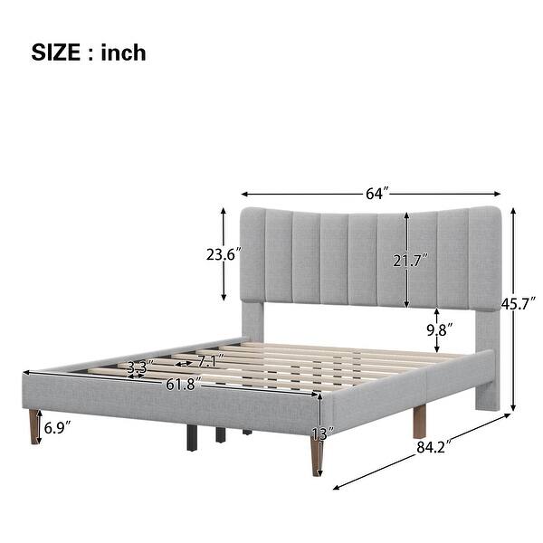 Queen Upholstered Platform Bed with Vertical Channel Tufted Headboard