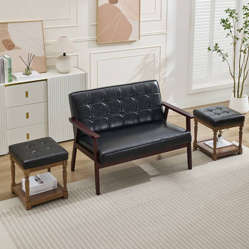 Versatile Sofa Side Table & Storage Ottoman Set of 2