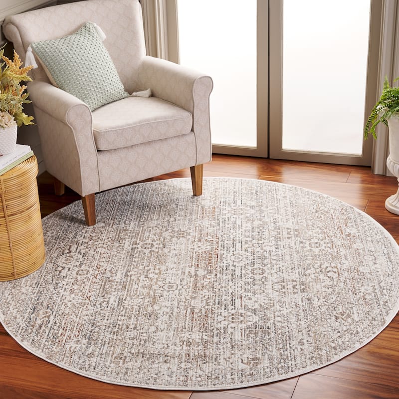 SAFAVIEH Harlow Suzie Vintage Distressed Rug - 6'3" Round - Ivory/Beige