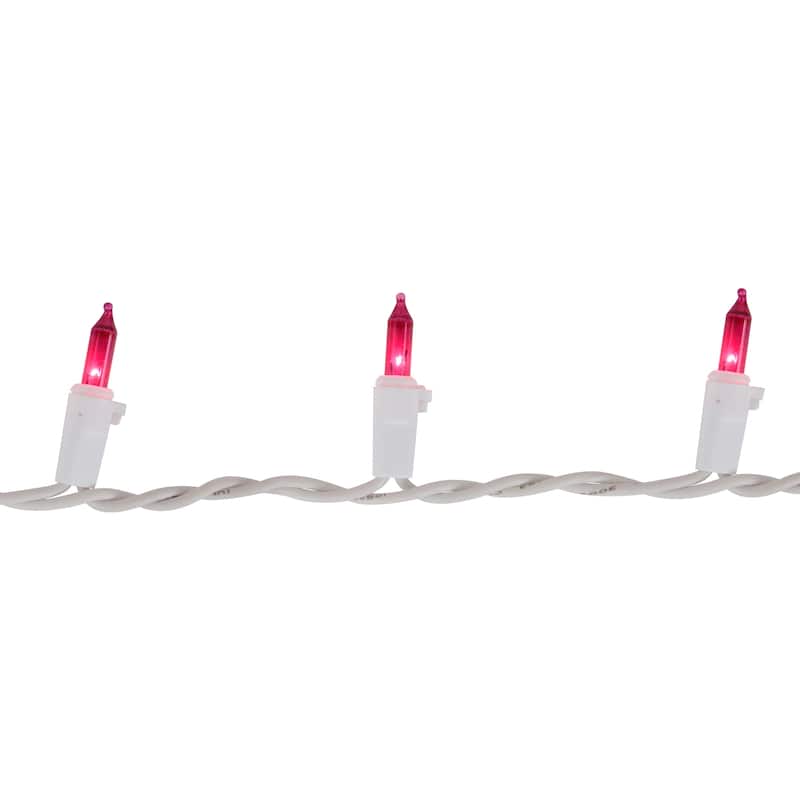 Mini Incandescent Christmas Lights - Pink - 20.25' White Wire - 100ct