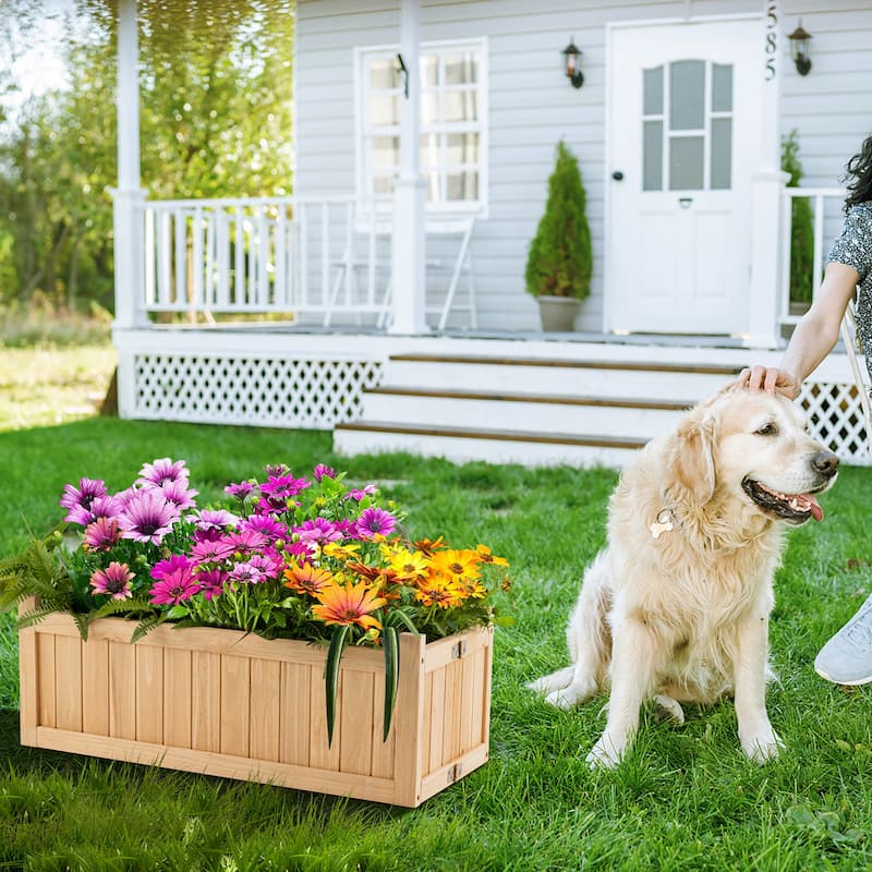Costway Outdoor Wooden Planter Box Folding Raised Garden Plant - 27.5''Lx12''Wx10''H