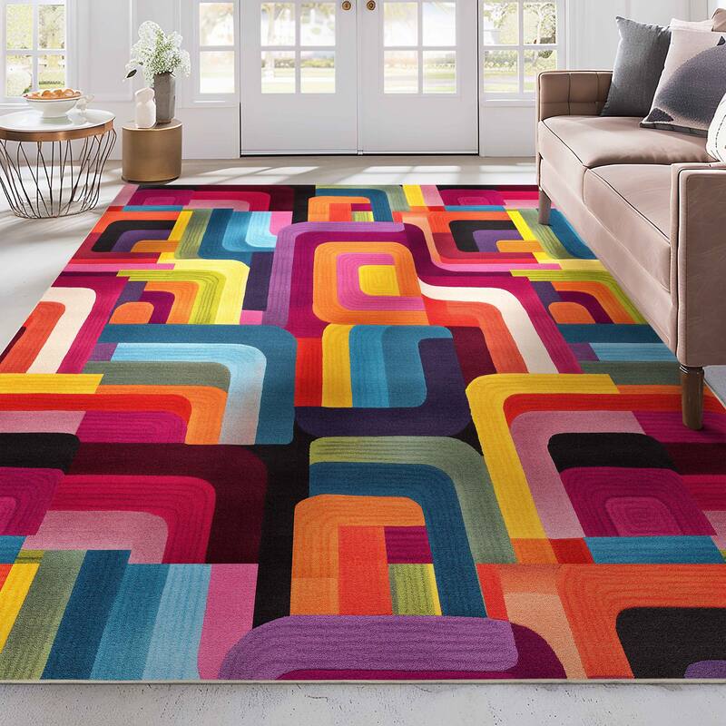 Well Woven Apollo Whispers Modern Abstract Multicolor Low Pile Rug - 7'10" x 9'10" - Multi