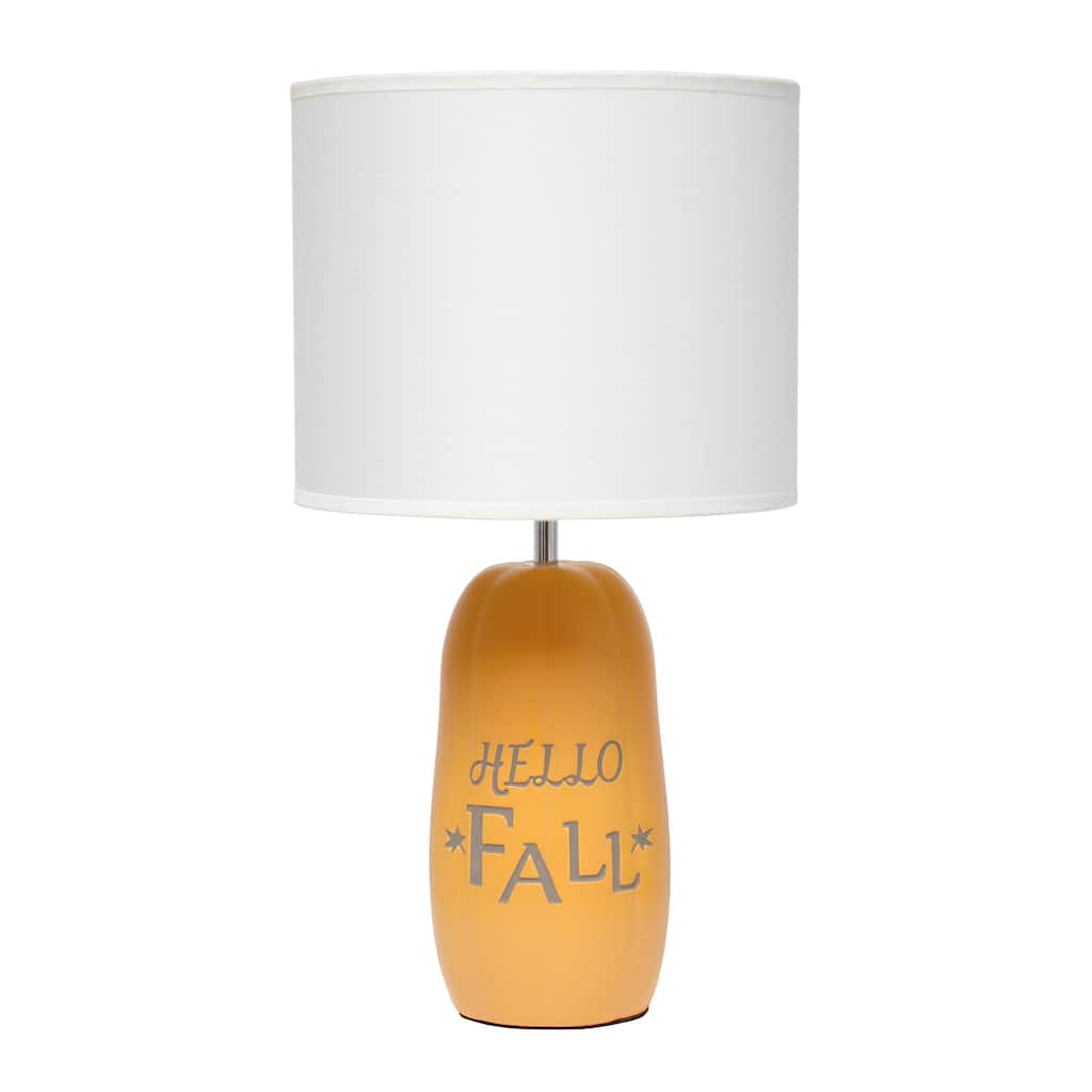 Hello Fall Pumpkin Base Table Lamp with White Drum Shade - 17.75" - Orange