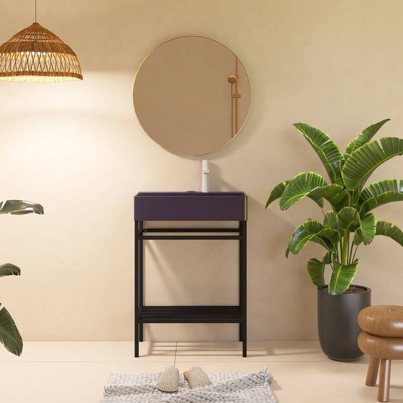 24" Freestanding Bathroom Vanity with Ceramic Sink - 23.62'' x13.98'' x 33.46''