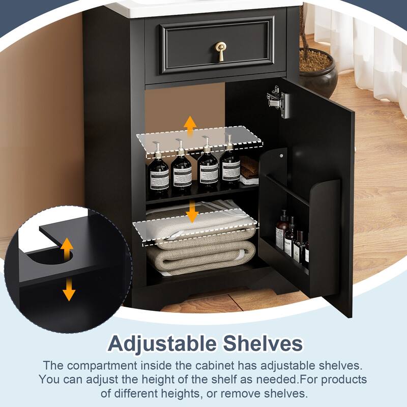 20-Inch Bathroom Vanity with Ceramic Sink,Door-Mounted Storage Rack