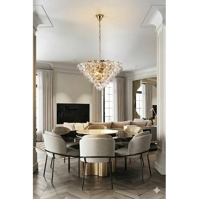 15-Light Gold Chandelier With Clear Crystal Accents - Overstock - 40531859