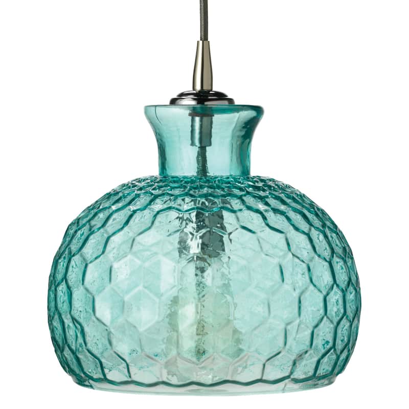 Alden Décor Honeycomb 1-Light Glass Pendant