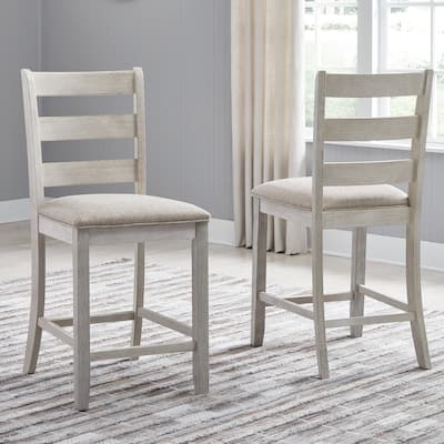 Signature Design by Ashley Dunbeg Bay White and Light Brown Upholstered Counter Height Stool (Set of 2)