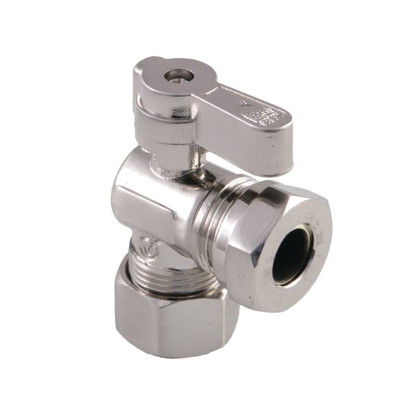 5/8-Inch OD Comp X 1/2-Inch or 7/16-Inch Slip Joint Angle Stop Valve - Brushed Nickel