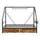 preview thumbnail 9 of 9, Black Full Size Metal Frame Platform Bed with Clothes Rack, Kids Bed with Storage Shelves and 2 Drawers