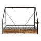 preview thumbnail 10 of 9, Full Size Metal Frame Platform Bed with Clothes Rack and Storage Shelves and 2 Drawers for Bedroom