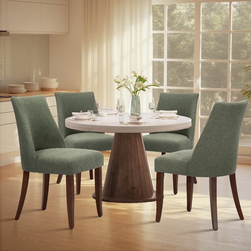 RENEWLINE Contemporary Dining Chair（Set of 2/4/6 - Upholstered Backrest & Wood Frame - Set of 4 - Green