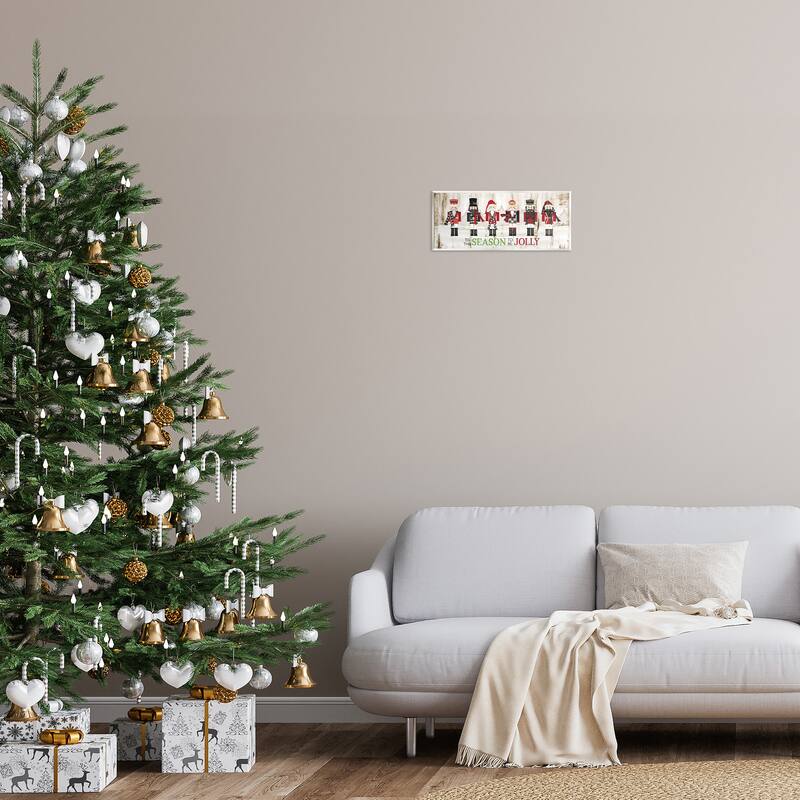 Stupell To Be Jolly Festive Phrase Winter Christmas Nutcrackers Wood Wall Art