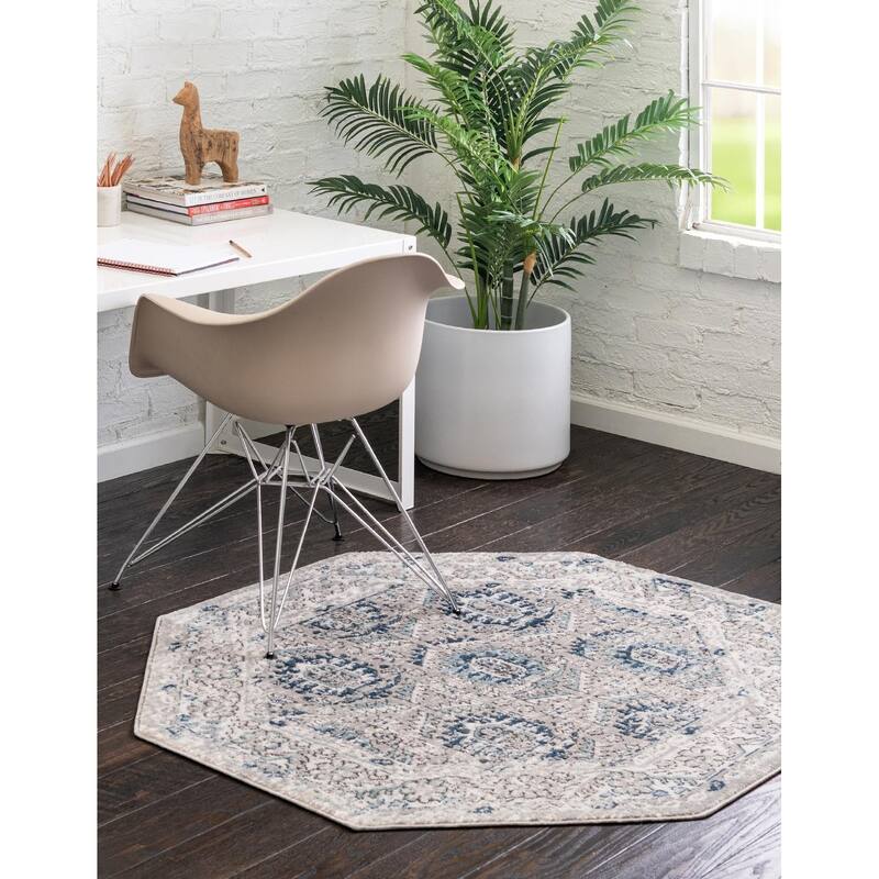 Traditional Jeopok Collection Area Rug - Gray - 4'x4' Octagon