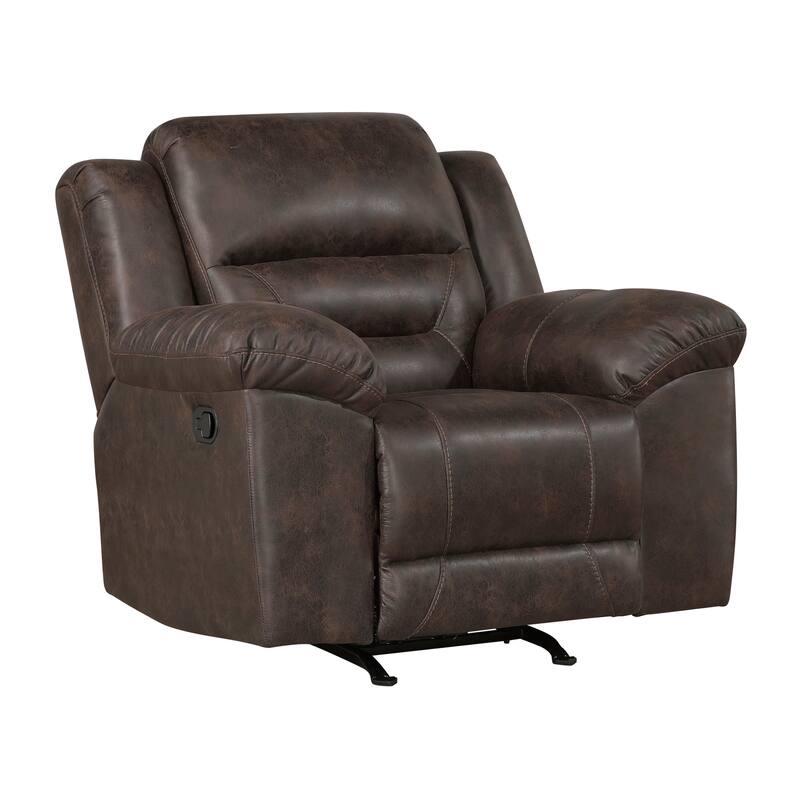 Alonzo 46" Polished Microfiber Rocker Manual Reclining Chair - Dark Brown