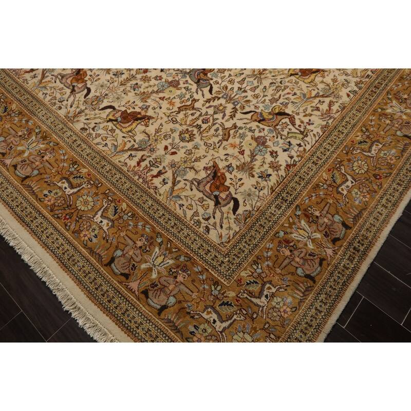 9x13'9'' Hand Knotted Ivory Wool Traditional Vintage Area Rug - 9' x 13' 9''