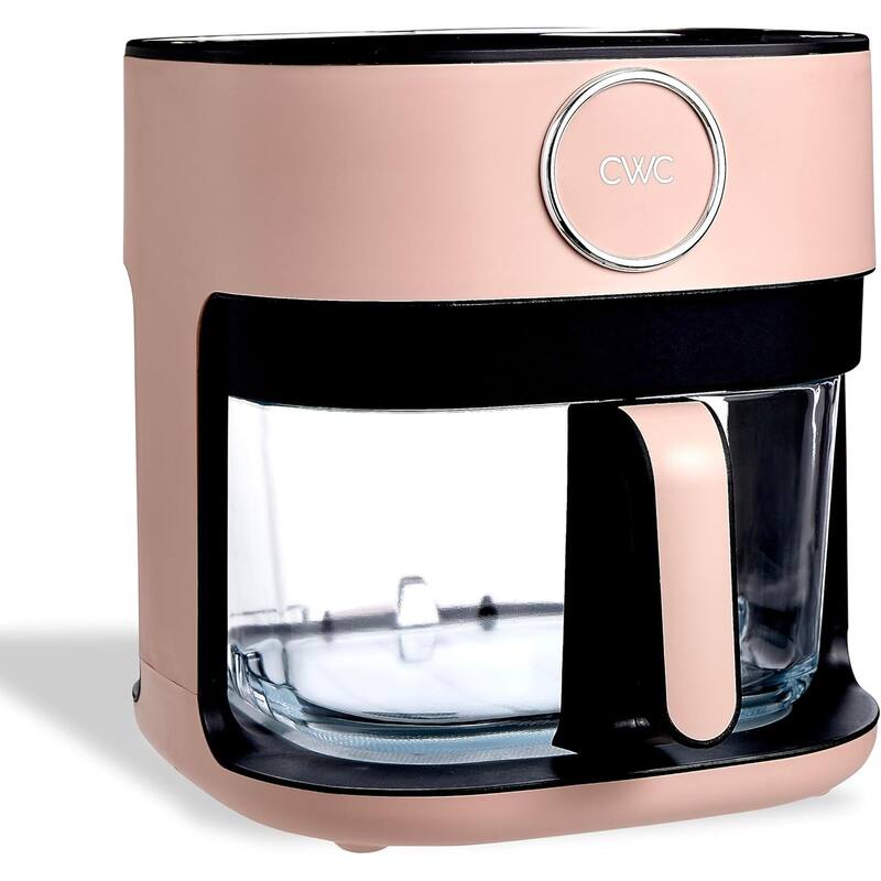 COOK WITH COLOR 1200W Air Fryer: Glass Basket, Dishwasher Safe, 60min Timer, 6 Presets, Temp Control 175F-400F, 4 - 5.5 QT - 5.5 Qt - Blush