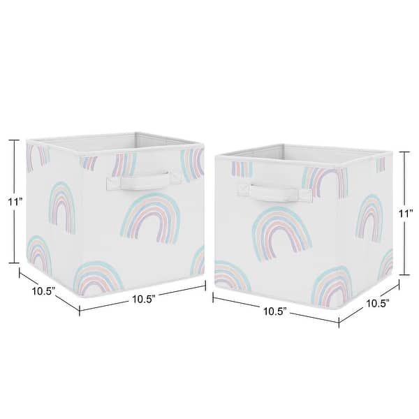 Sweet Jojo Designs Pastel Rainbow Collection Foldable Fabric Storage Bins - Blush Pink, Purple, Teal, Blue and White