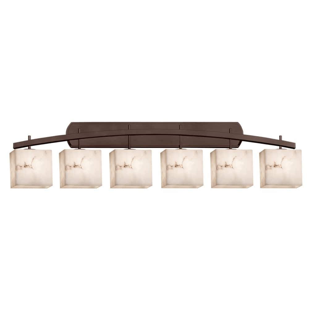 LumenAria Archway 6-Light Dark Bronze Bath Bar, Faux Alabaster Rectangle Shade