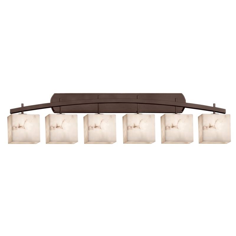LumenAria Archway 6-Light Dark Bronze Bath Bar, Faux Alabaster Rectangle Shade - Dark Bronze
