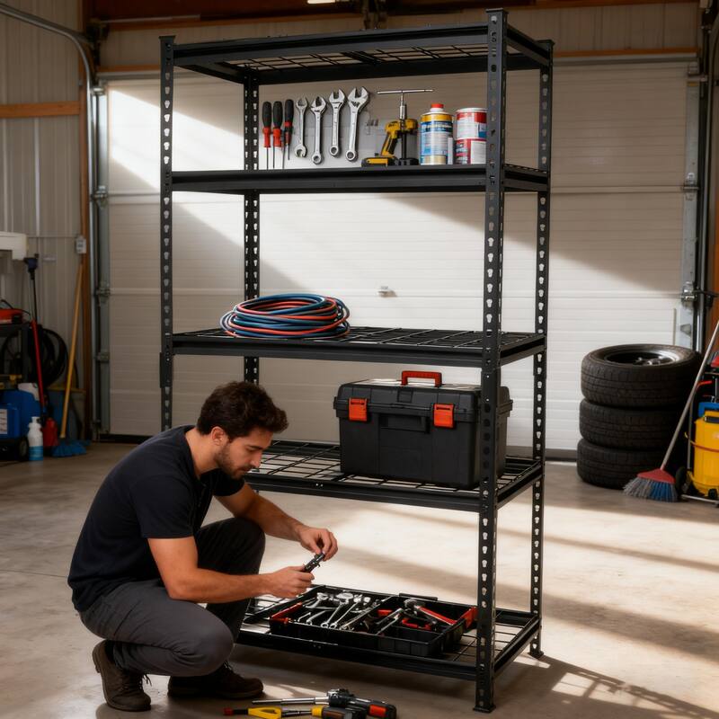5-Tier Storage Shelves, Heavy-Duty Garage Shelving, Adjustable Shelving Unit, Steel Shelf, 250 lb Load,36"W x 18"D x 72"H