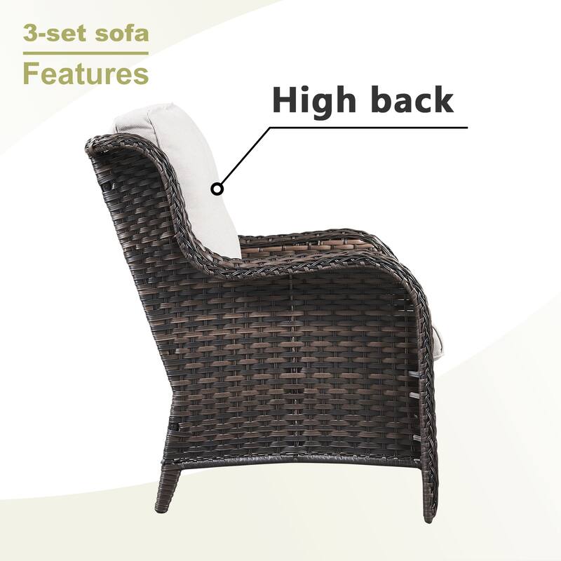 Pocassy 3-Seat Sofa Wicker Sofa PE Rattan