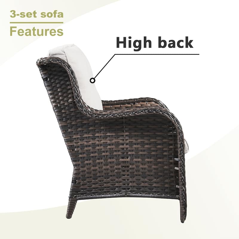 Pocassy 7PCS Outdoor Sofa Swivel Chairs with Fire Pit Table