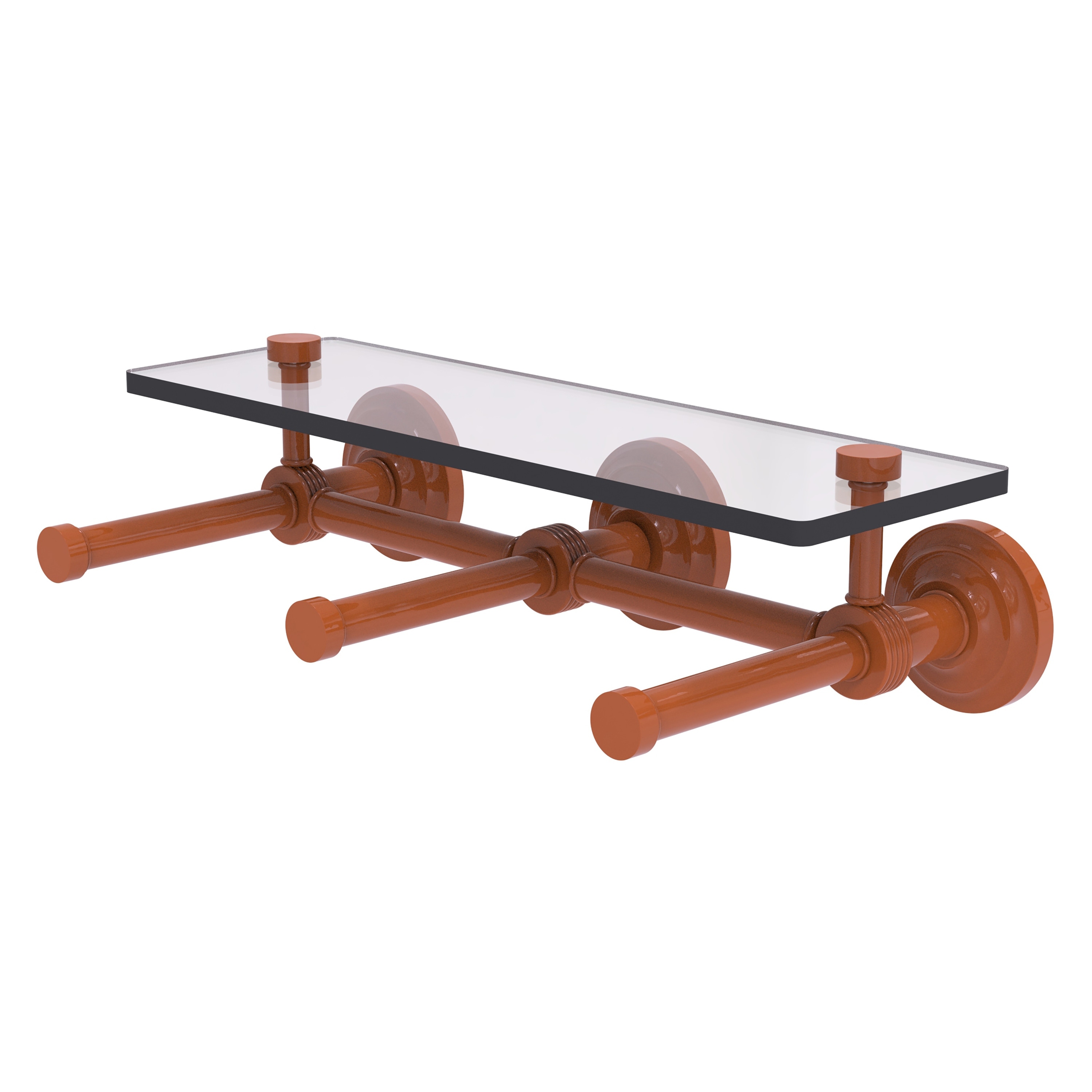 Allied Brass Que New Collection Horizontal Reserve 3 Roll Toilet Paper Holder with Glass Shelf