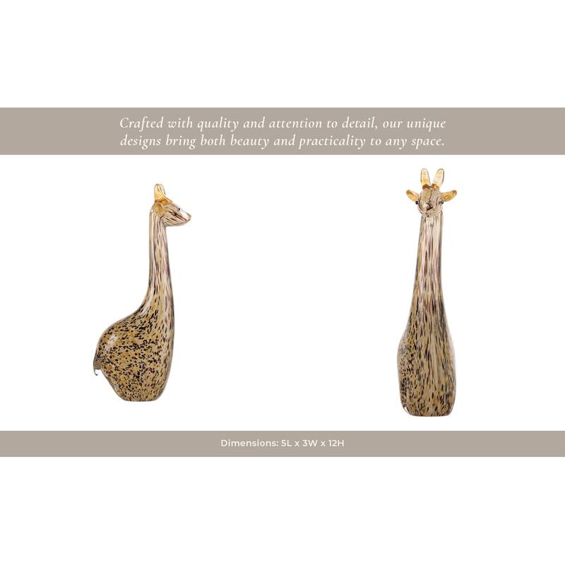 Handcrafted Glass Giraffe Sculpture with Sleek Modern Design