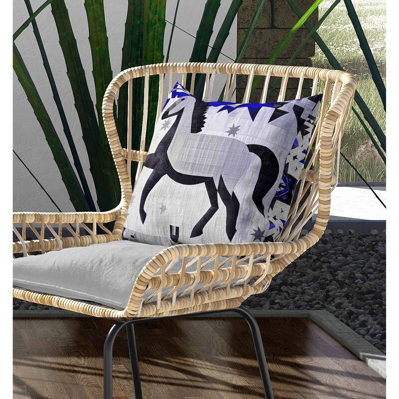 Starry Night Rider Indoor/Outdoor Reversible Throw Pillow Blue and Gray