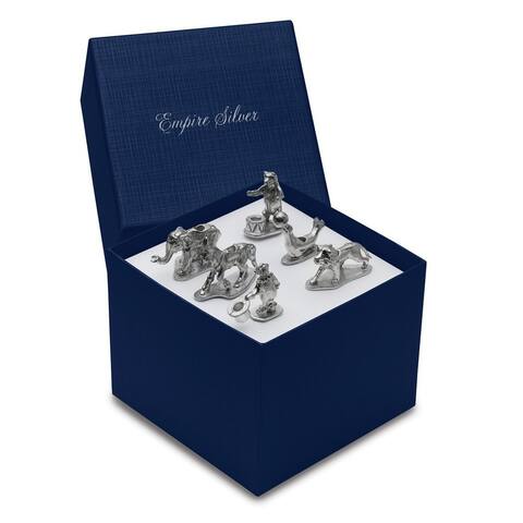 Curata Polished Pewter Set of Six Circus Characters Candleholders