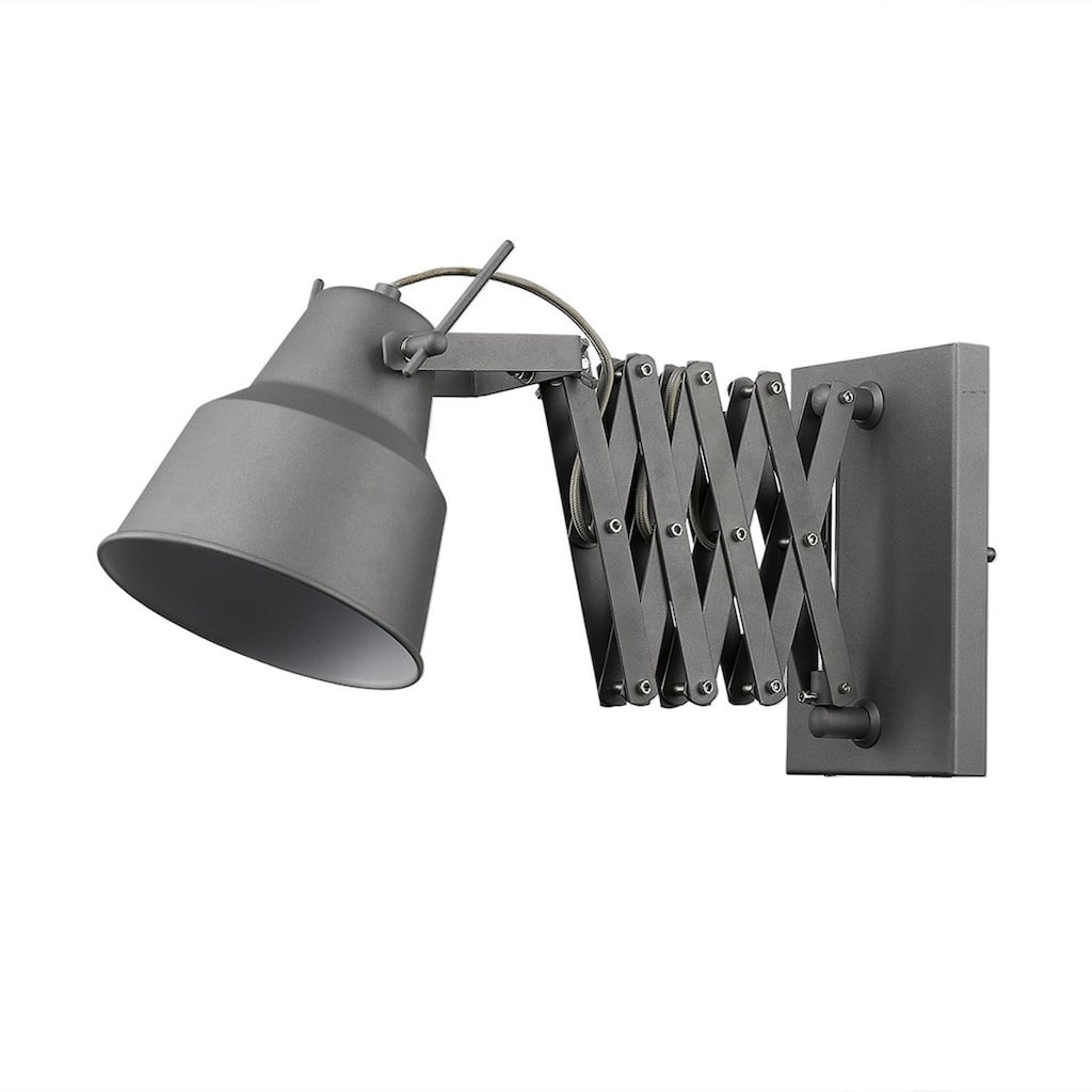 Adjustable Wall Sconce with Grey Metal Shade and Plug-In Iron Fixture E26 Base LED Compatible - 9.75" H x 7" W x 34.5" D