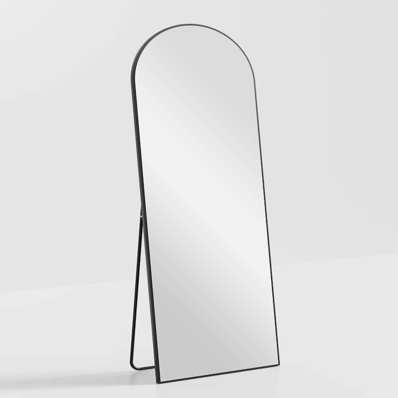 Nonfriable Arched Wood Mirror Wall Mirror Dressing Mirror With Stand - 71*31 - Black
