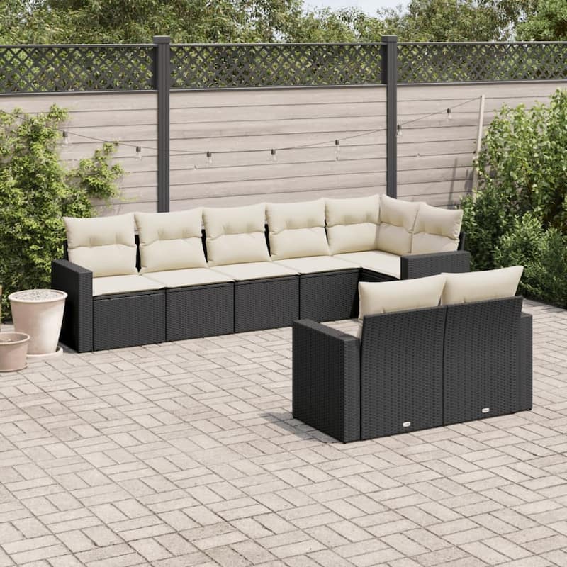 vidaXL Garden Sofa Set Black, Cream White - 24.4 x 25.8 x 27.2