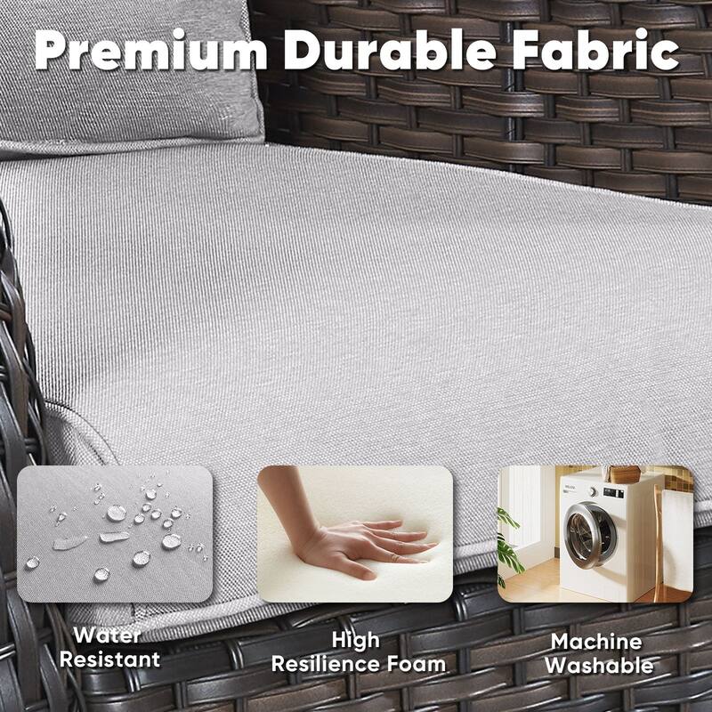 Outside Swivel Chairs with Cofee Table Brown-Beige - Brown