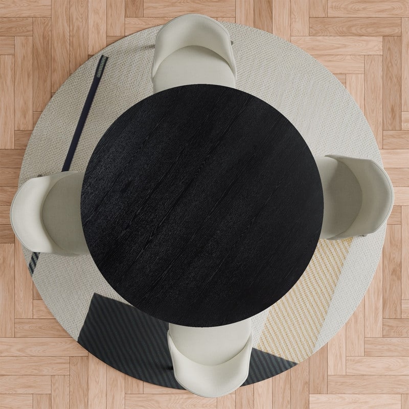 5-Piece Modern Round Dining Table Set with Upholstered Chairs Pedestal Base