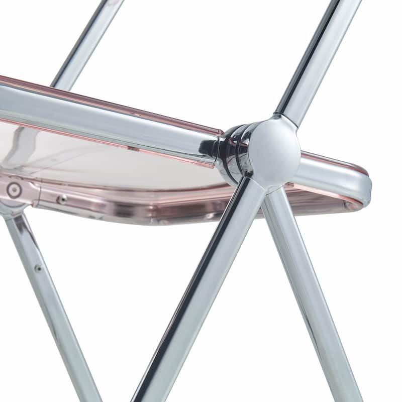 LeisureMod Lawrence Acrylic Folding Dining Chairs and Dining Table Set