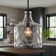 preview thumbnail 14 of 23, 1-Light Clear Water Glass Shade Pendant Matte Black