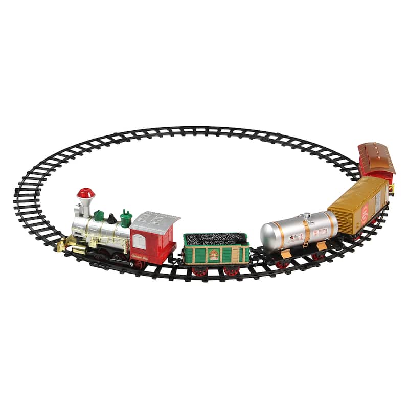 17-Piece B/O Lighted & Animated Christmas Express Train Set with Sound