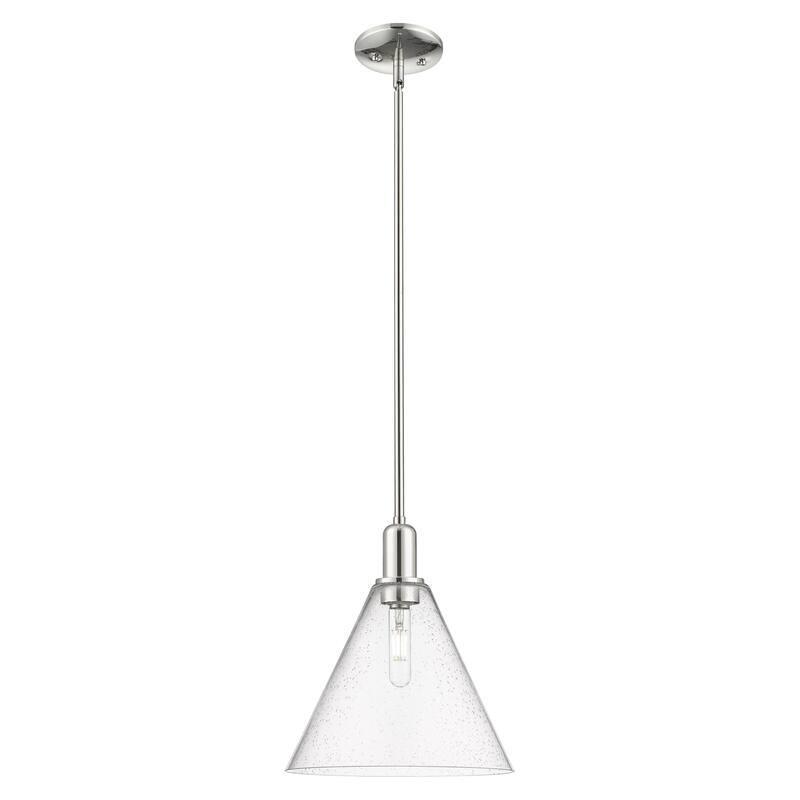 Innovations Lighting Endless Possibilities Arcadia - Berkshire Glass - 1 Light 12" Stem Hung Mini Pendant - Polished Nickel/Seedy