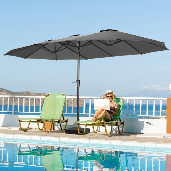 slide 2 of 6, Autlaycil 15ft Patio Umbrella with Base,Large Outdoor Rectangle Double-Sided Umbrella Grey